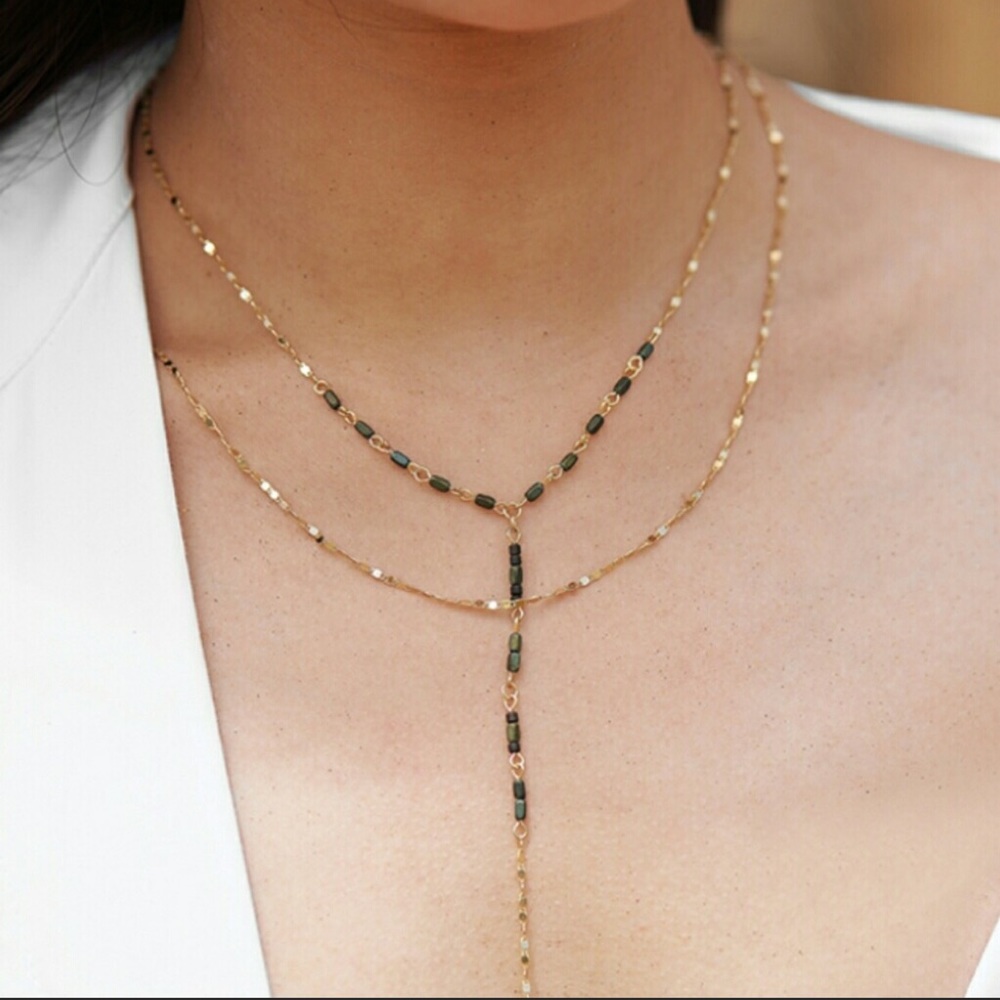 Double Layered Hematite & Howlite Necklace 14k - Picture 2 of 6